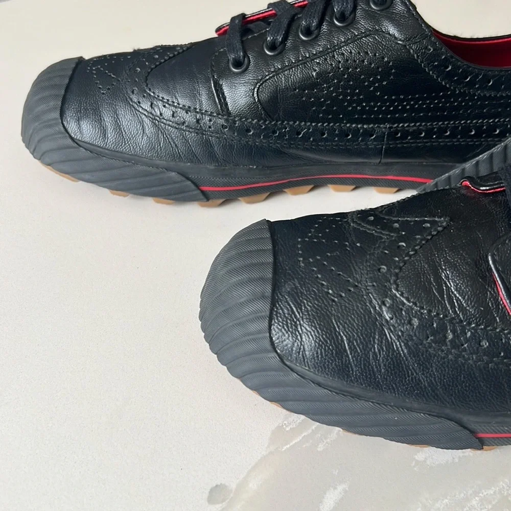 PF Flyers Brogue Men’s Black Leather Wingtip Sneakers Mens Sz 9.5 Womens Sz 11 - Picture 8 of 14